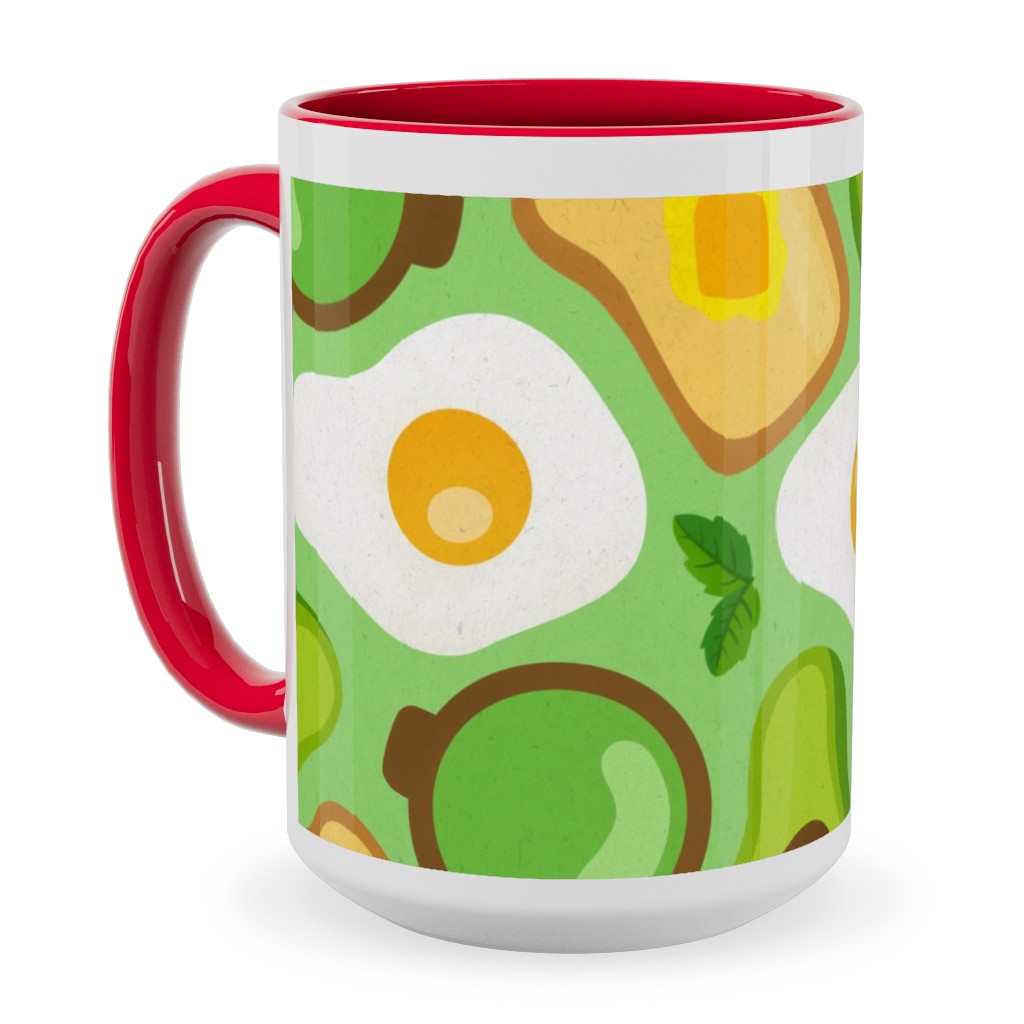 Deconstructed Avocado Toast - Green Ceramic Mug, Red, , 15oz, Green, Classic Green