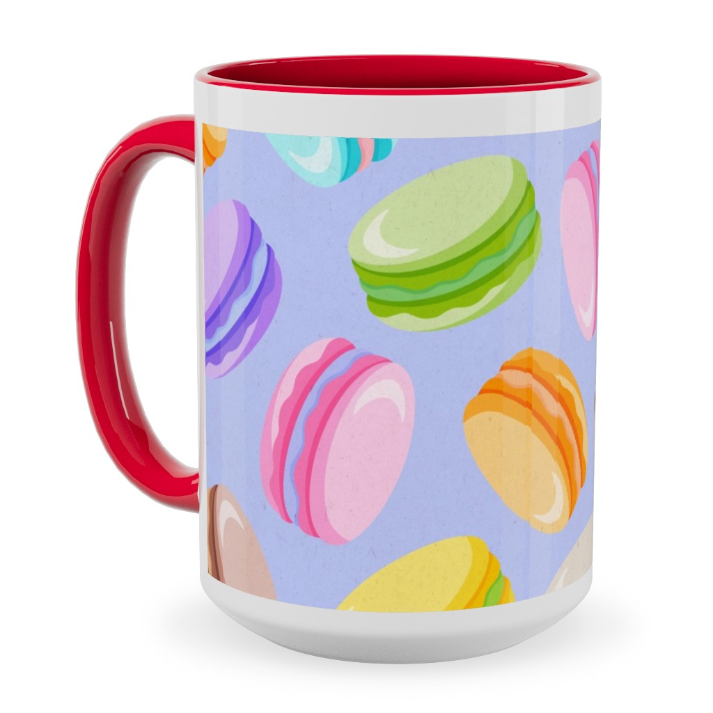 Pastel Macarons - Lavender Ceramic Mug, Red,  , 15oz, Purple