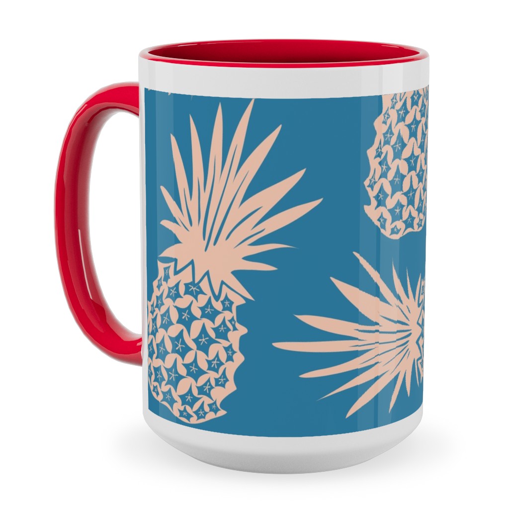 Pineapples Ceramic Mug, Red, , 15oz, Blue, True Blue
