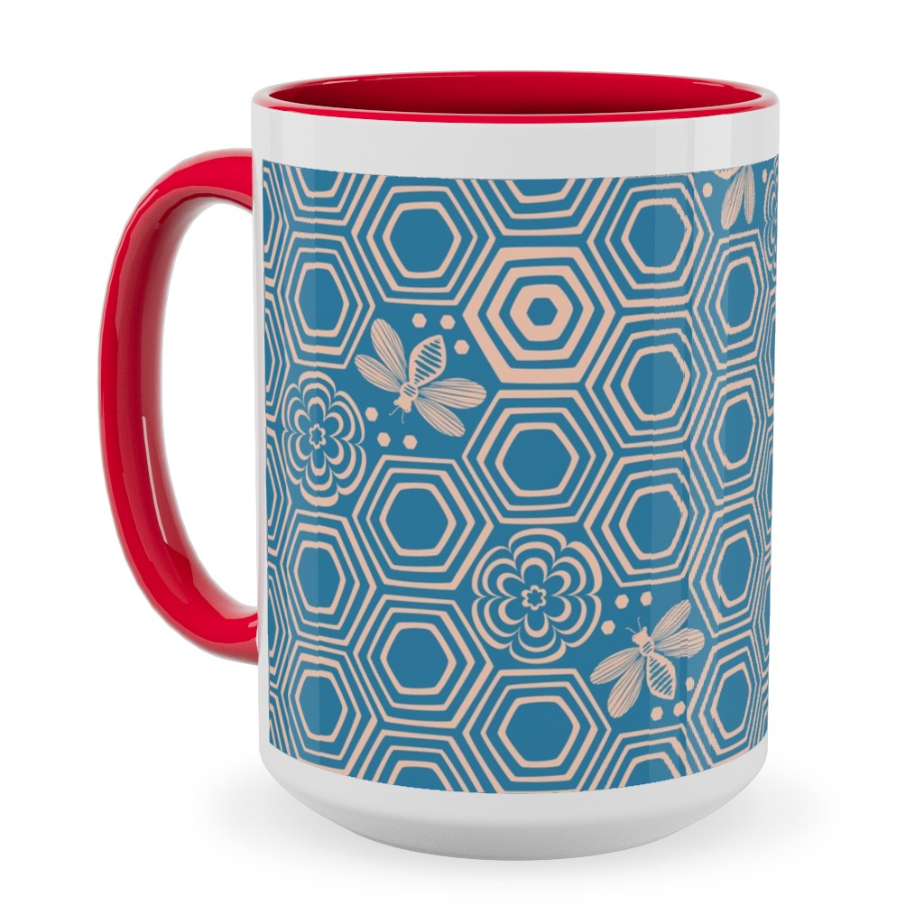 Honeyrose Ceramic Mug, Red, , 15oz, Blue, True Blue