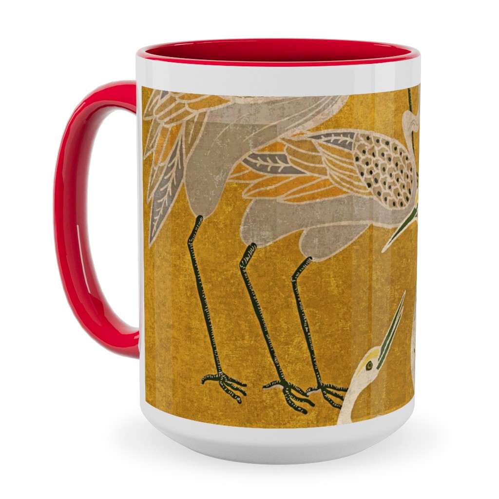 Deco Cranes - Golden Hour Ceramic Mug, Red, , 15oz, Yellow, Classic Yellow