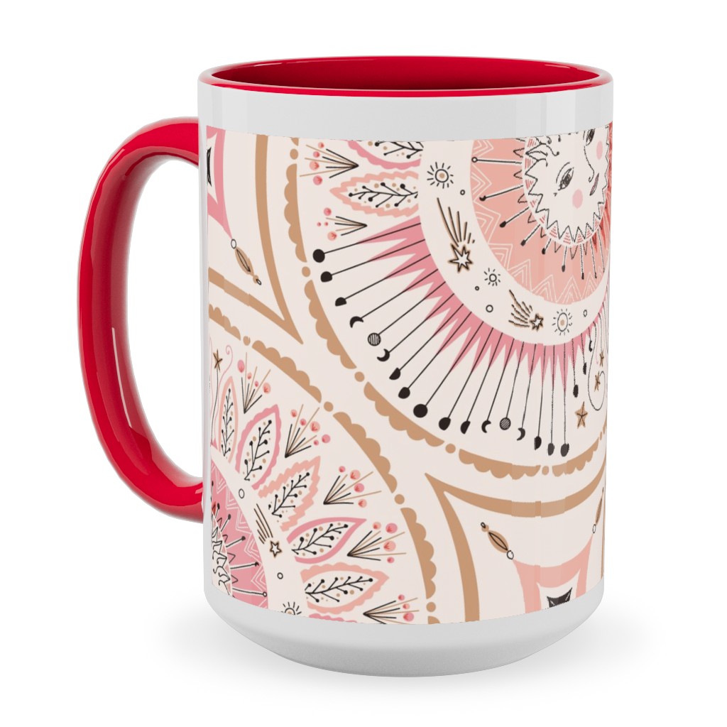 Celestial Talisman Ceramic Mug, Red, , 15oz, Pink, Bright Pink