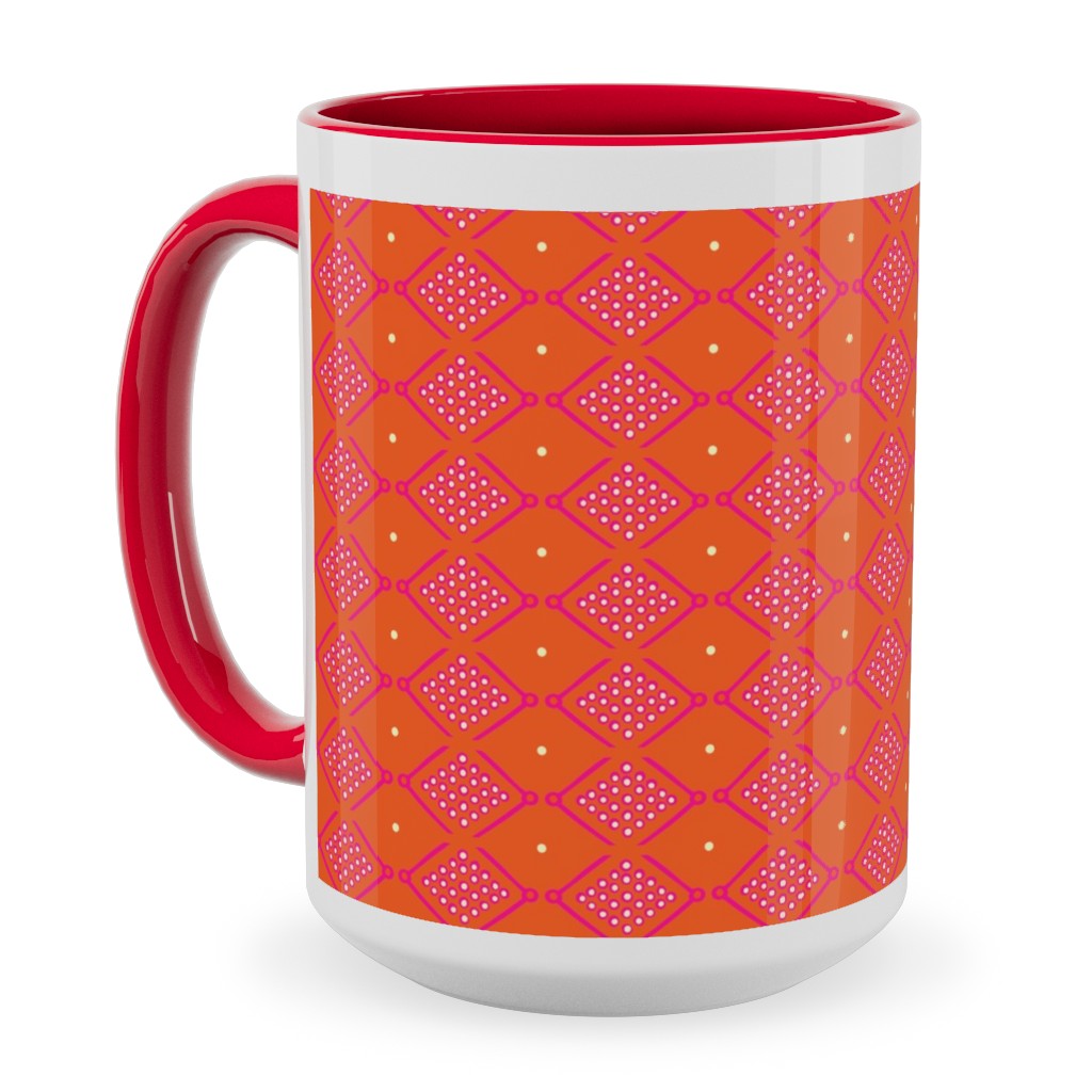 Tribal Geometric - Orange Ceramic Mug, Red,  , 15oz, Orange