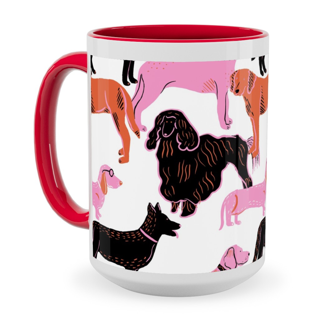 Goofy Dog Friends Ceramic Mug, Red,  , 15oz, White