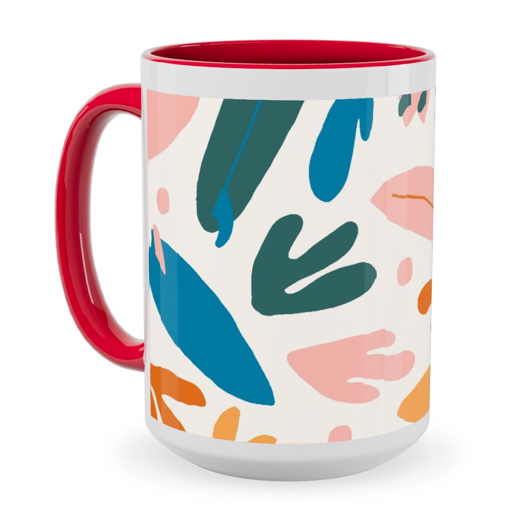 Surfboards and Palms - Multi Ceramic Mug, Red, , 15oz, Multicolor
