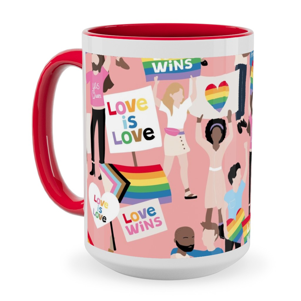 Pride Lgbtq Rainbow Flag Ceramic Mug, Red, , 15oz, Multicolor, Princess
