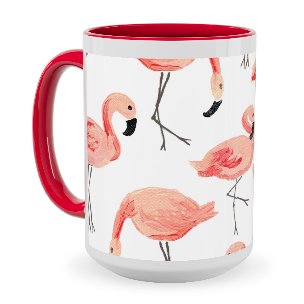 Flamingo Party - Pink Ceramic Mug, Red,  , 15oz, Pink