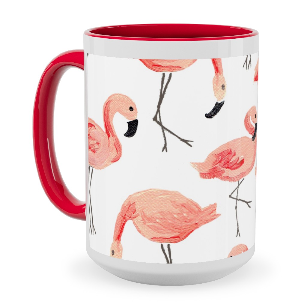 Flamingo Party - Pink Ceramic Mug, Red, , 15oz, Pink, Bright Pink