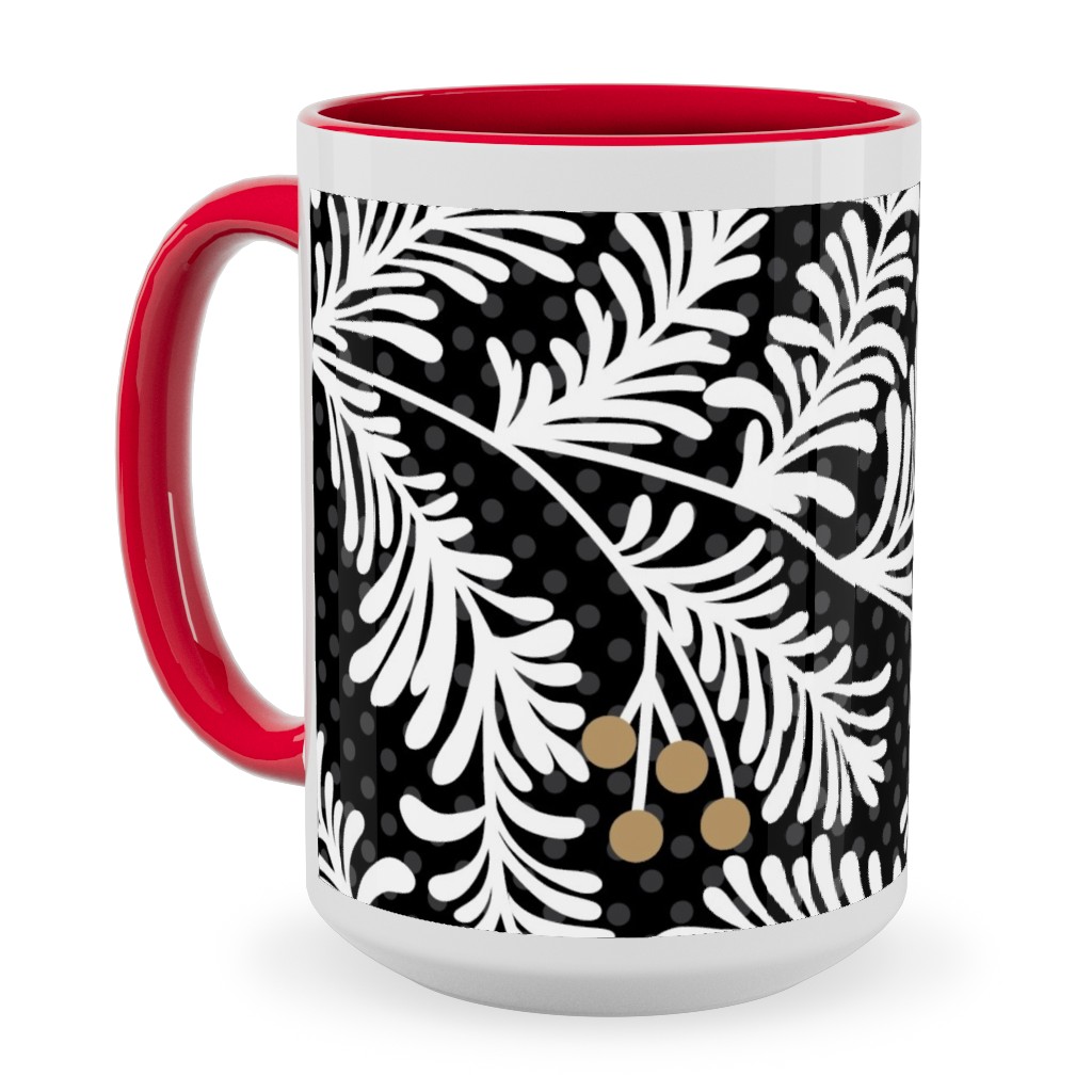 Winter Branches Ceramic Mug, Red, , 15oz, Black, Charcoal