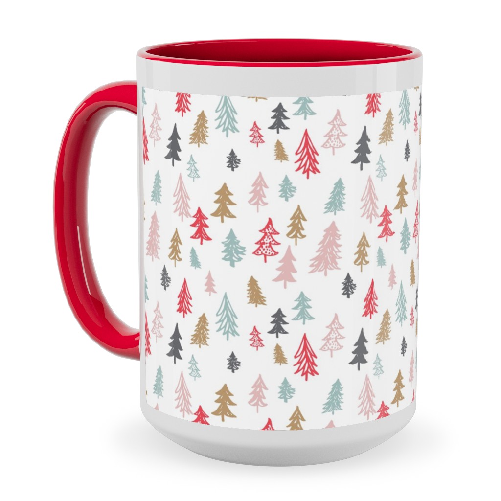 Forest Sketch - Red and Pink Ceramic Mug, Red,  , 15oz, Red