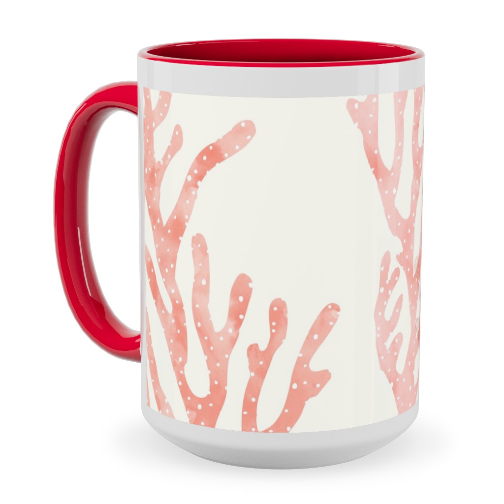 Coral Mermaid Ceramic Mug, Red, , 15oz, Pink, Pearl