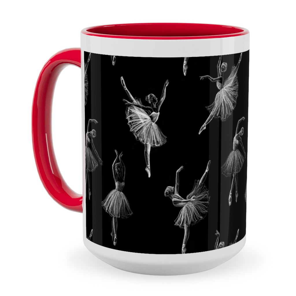 Ballerinas Ceramic Mug, Red,  , 15oz, Black