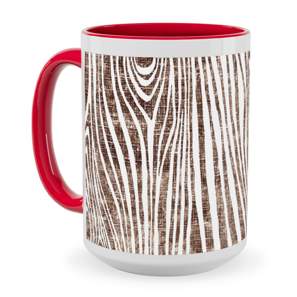 Woodgrain Driftwood Ceramic Mug, Red,  , 15oz, Brown