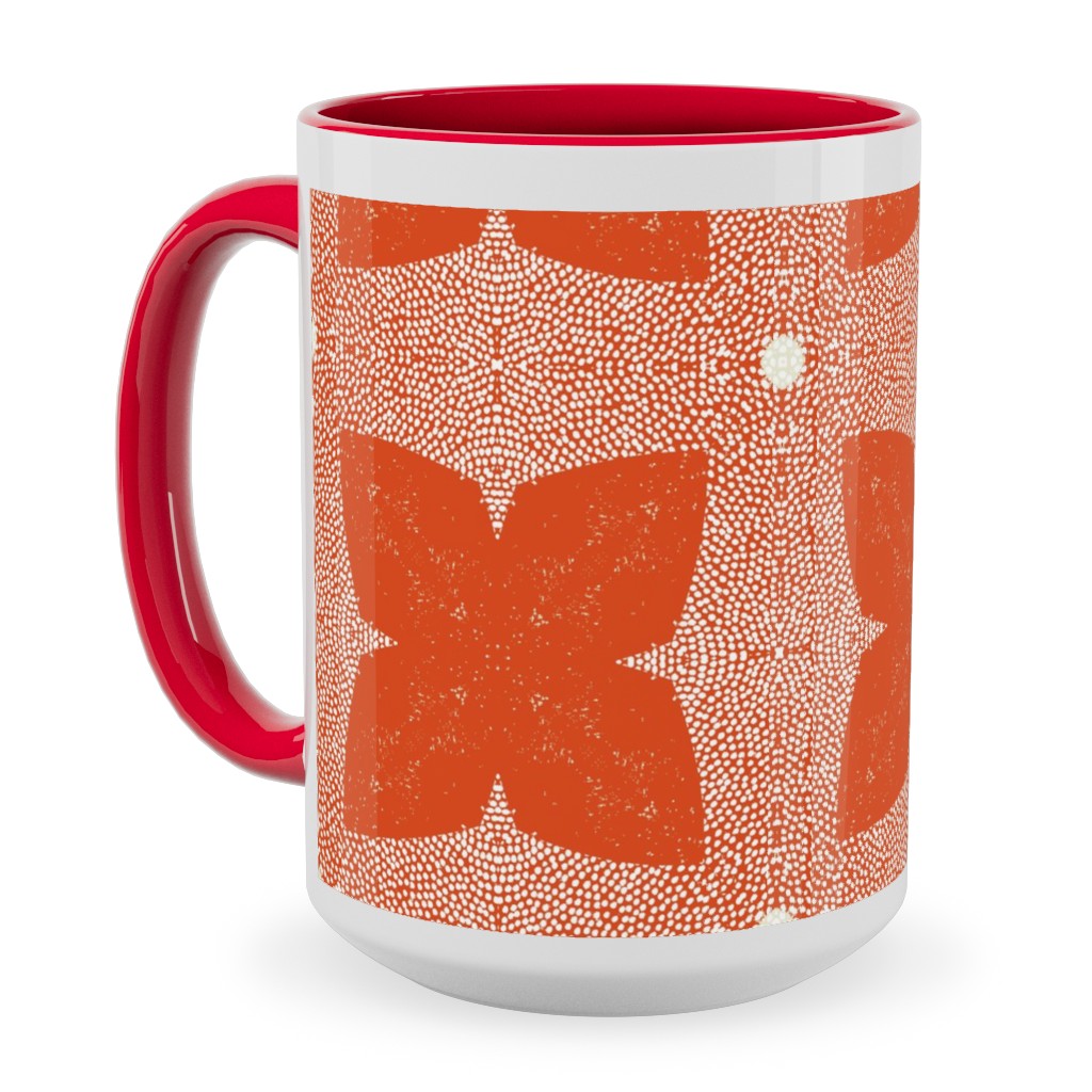 Red Geo Garden - Red Ceramic Mug, Red,  , 15oz, Red