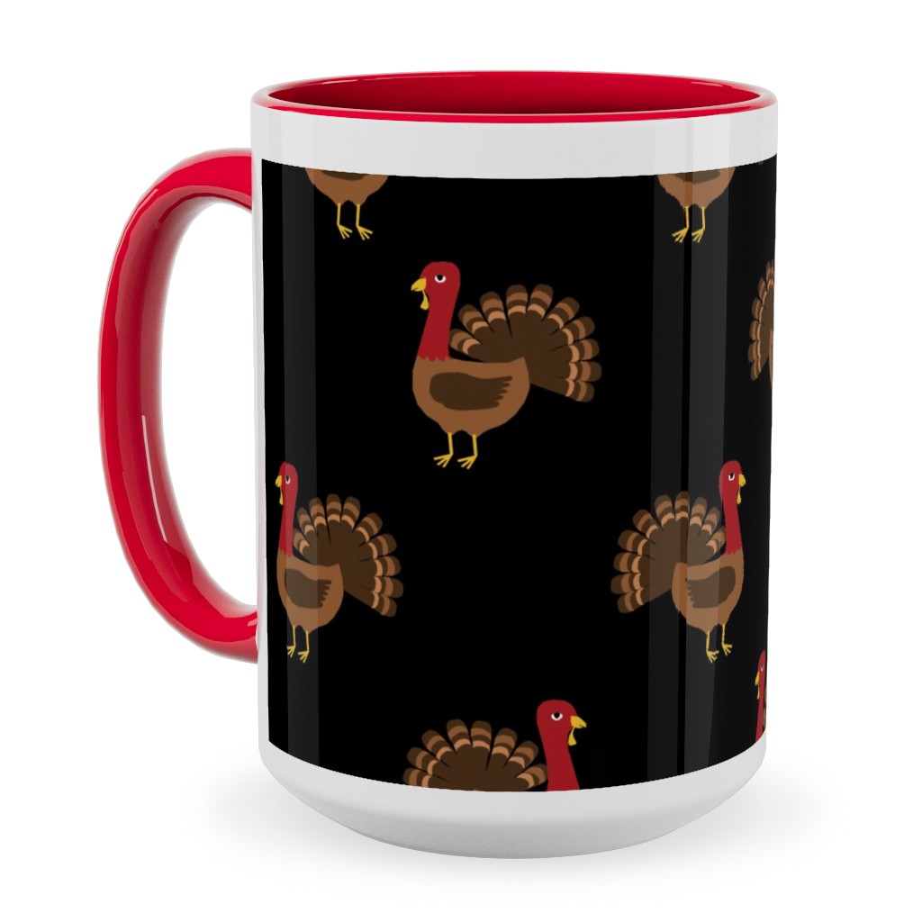 Turkey Toss Ceramic Mug, Red, , 15oz, Black, Rich Black