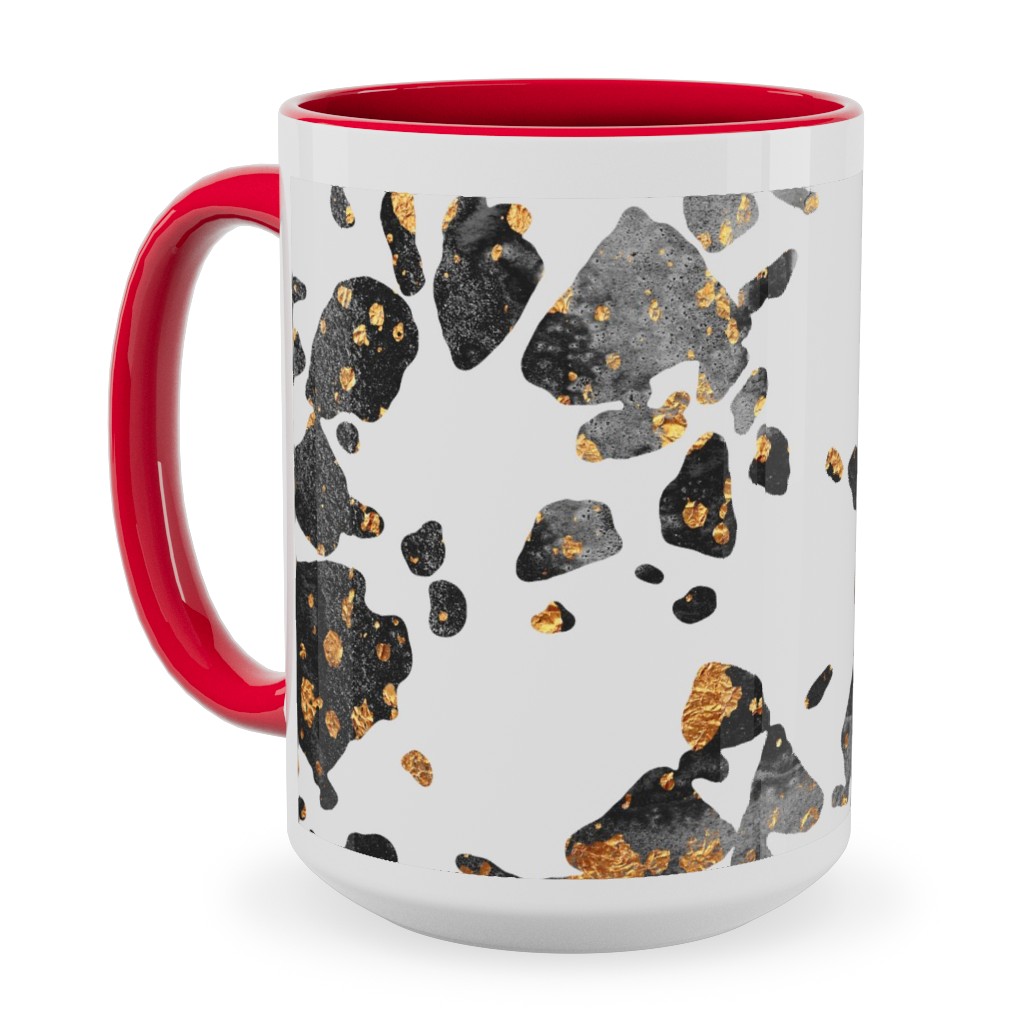 Gold Speckled Terrazzo Ceramic Mug, Red,  , 15oz, Black