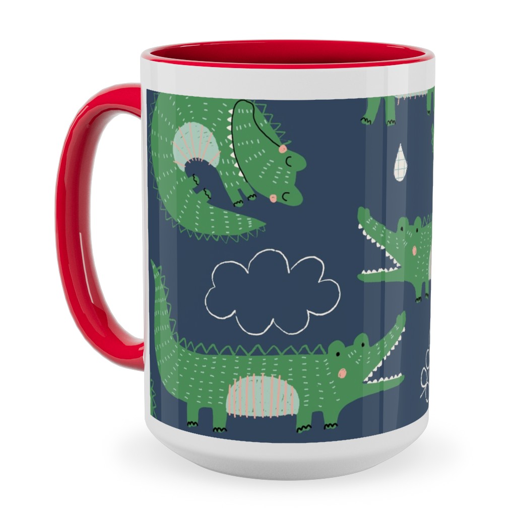 Cute Alligators - Green Ceramic Mug, Red, , 15oz, Green, Classic Green