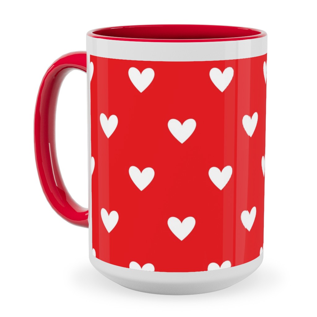 Love Hearts - Red Ceramic Mug, Red, , 15oz, Red, Red