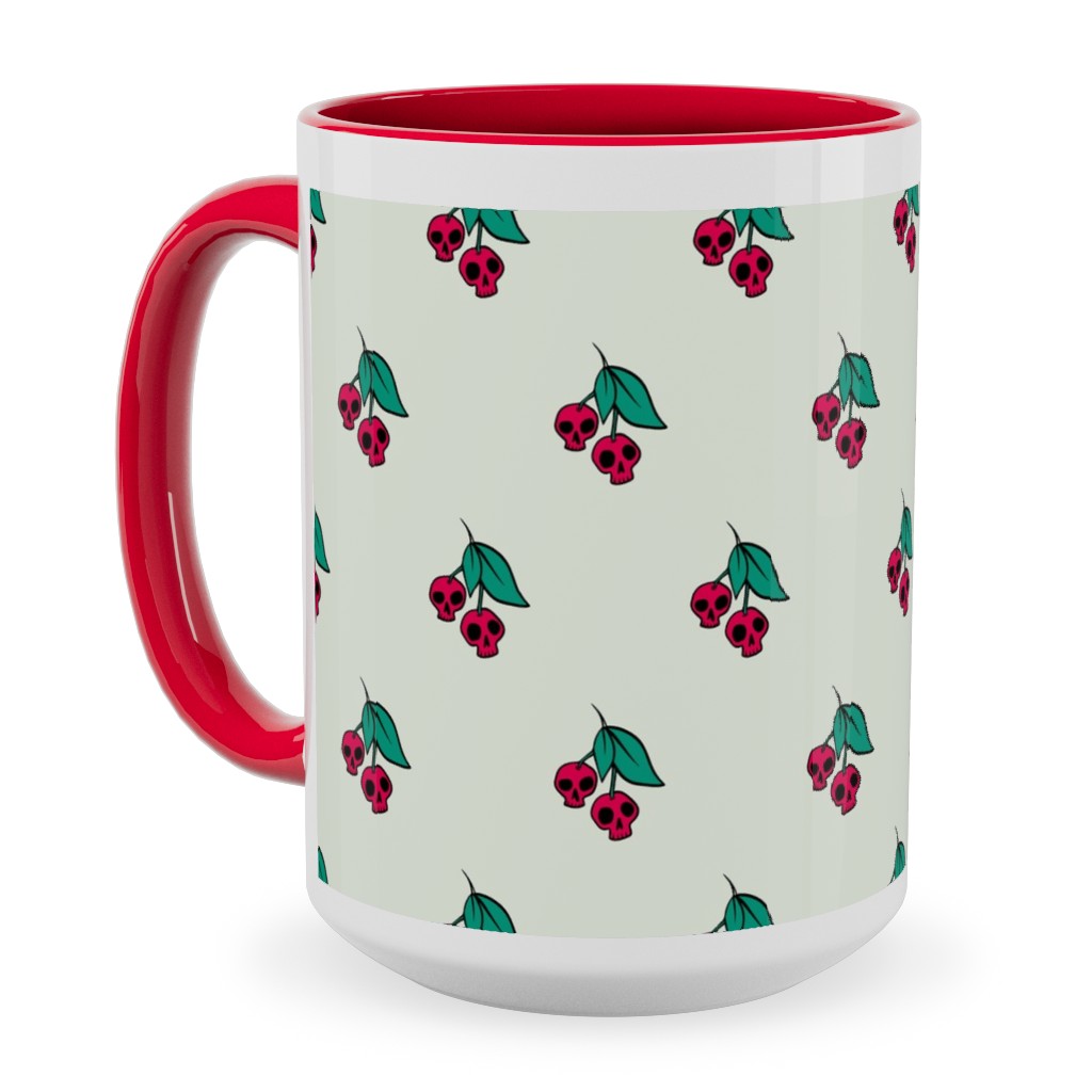 Skull Cherries Ceramic Mug, Red, , 15oz, Multicolor