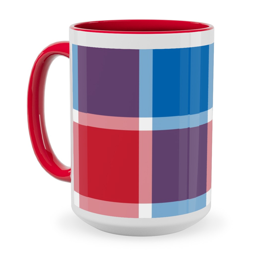 Independence Day Plaid - Multi Ceramic Mug, Red, , 15oz, Multicolor