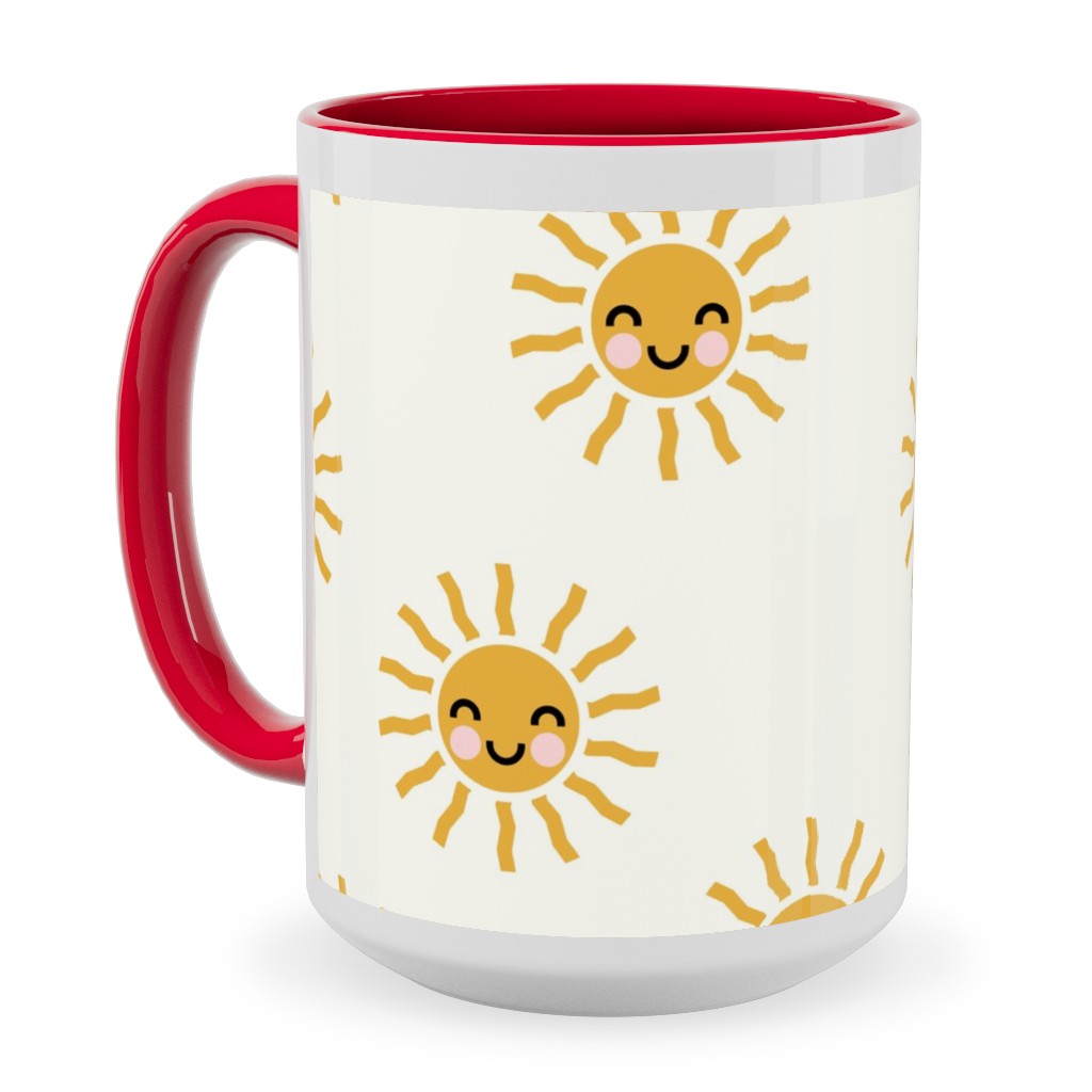 Cute Sunshine - Yellow Ceramic Mug, Red,  , 15oz, Yellow