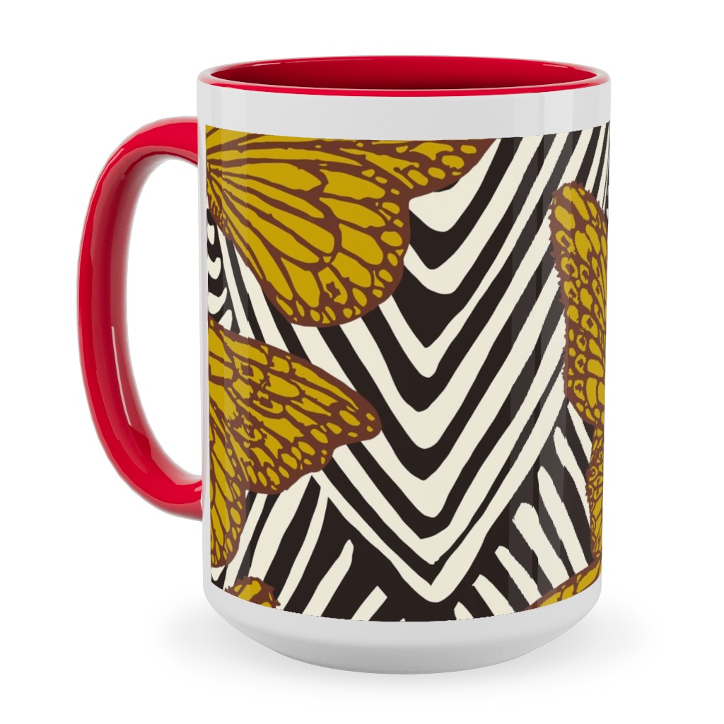 Enchanted Butterfly - Gold Ceramic Mug, Red, , 15oz, Yellow, Classic Yellow