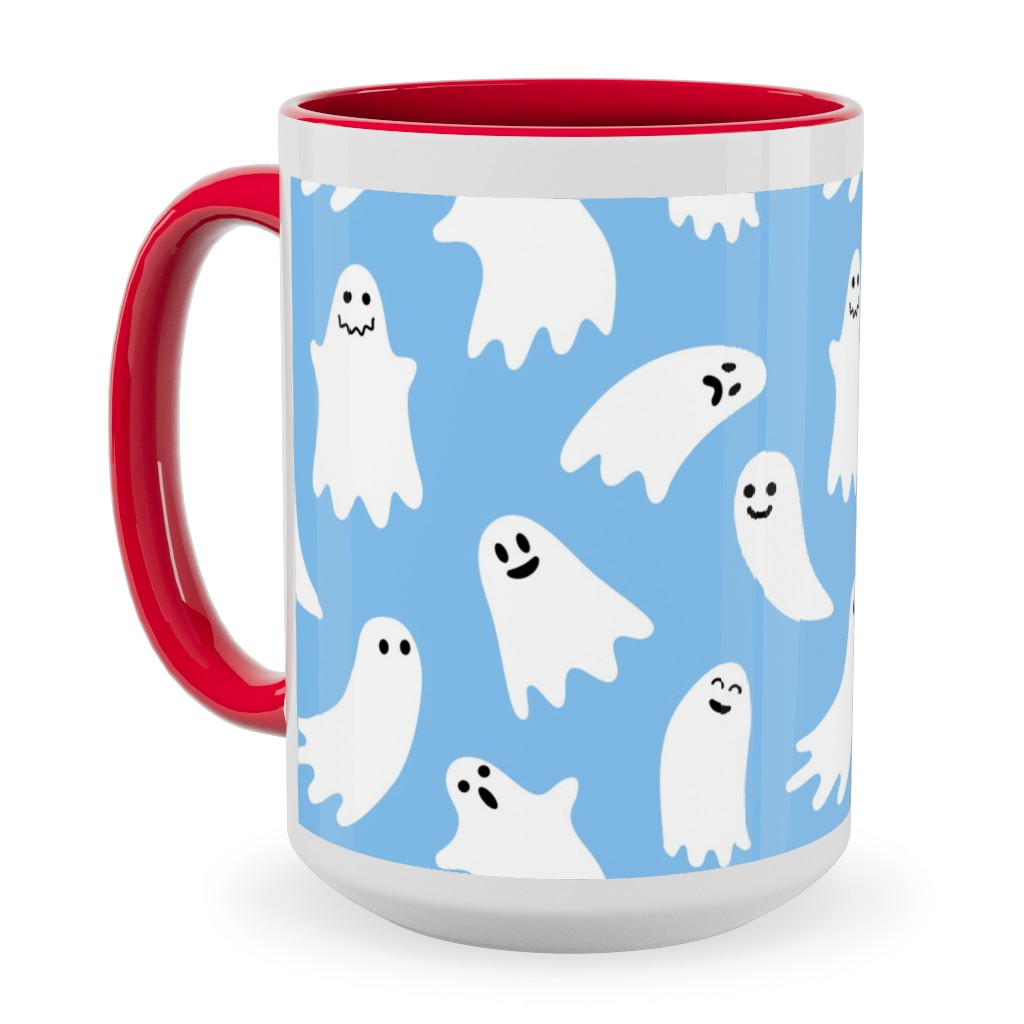 Cute Ghosts - Blue Ceramic Mug, Red, , 15oz, Blue, True Blue