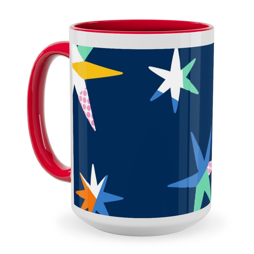 Modern Starry Sky - Blue Ceramic Mug, Red, , 15oz, Blue, True Blue