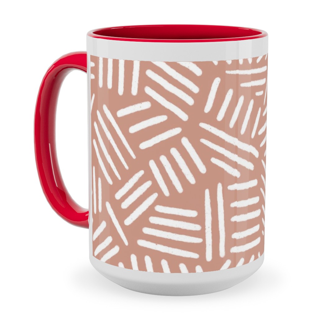 Dashes - Pink Ceramic Mug, Red,  , 15oz, Pink