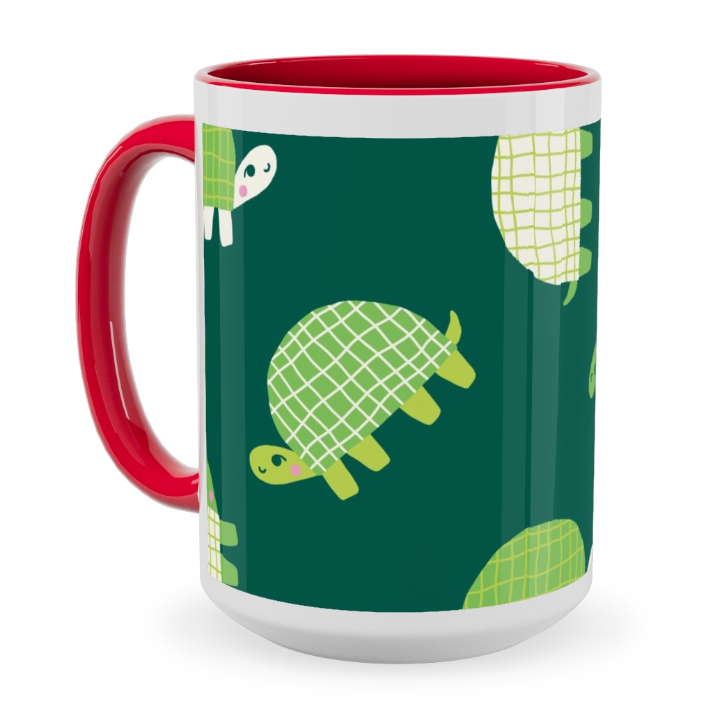 Turtles - Green Ceramic Mug, Red, , 15oz, Green, Classic Green