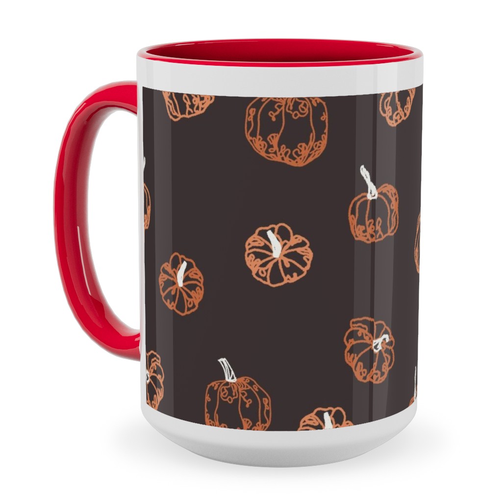 Pumpkins Ceramic Mug, Red,  , 15oz, Brown