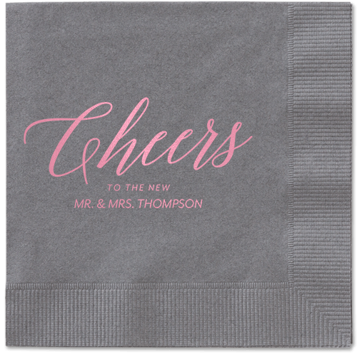 Hearty Clink Napkins, Pink, Pewter