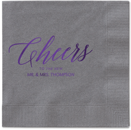 Hearty Clink Napkins, Purple, Pewter