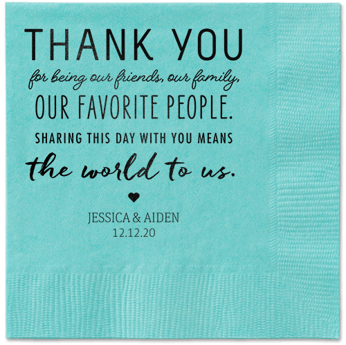 Huge Thanks Napkins, Black, Aqua, Black