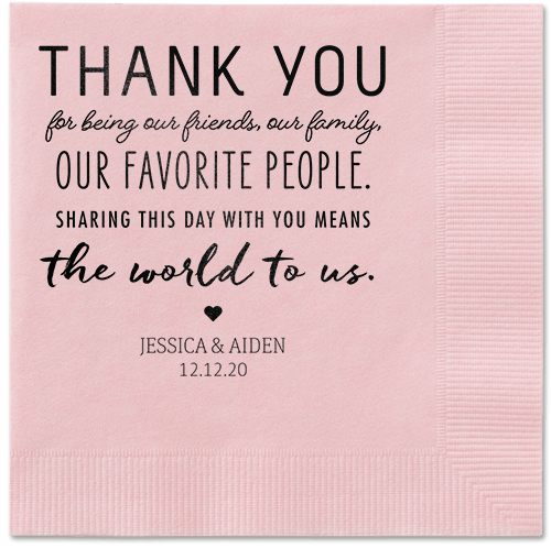 Huge Thanks Napkins, Black, Blush, Black