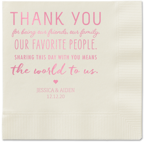 Huge Thanks Napkins, Pink, Ecru, Blush