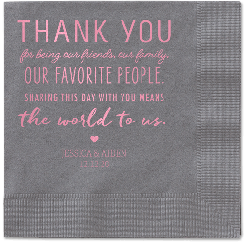 Huge Thanks Napkins, Pink, Pewter