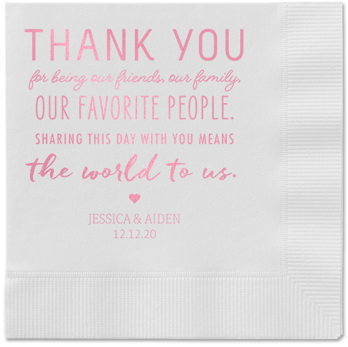 Huge Thanks Napkins, Pink, White