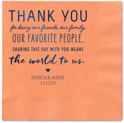 Huge Thanks Napkins, Blue, Coral, Midnight