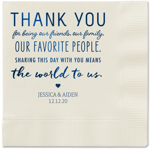 Huge Thanks Napkins, Blue, Ecru, Midnight