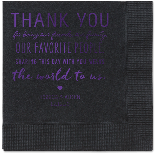 Huge Thanks Napkins, Purple, Black, Purple