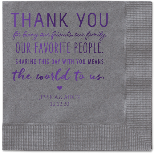 Huge Thanks Napkins, Purple, Pewter, Purple