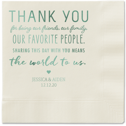Huge Thanks Napkins, Green, Ecru