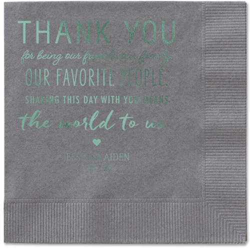 Huge Thanks Napkins, Green, Pewter, Sage
