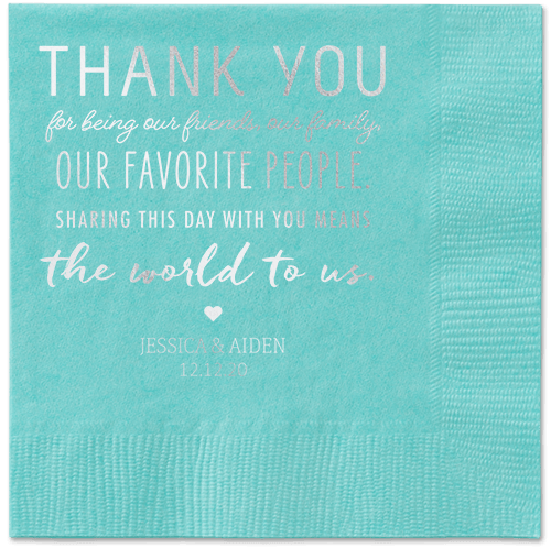 Huge Thanks Napkins, Grey, Aqua, Silver