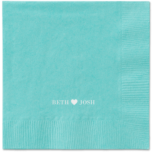 Inseparable Love Napkins, White, Aqua, White