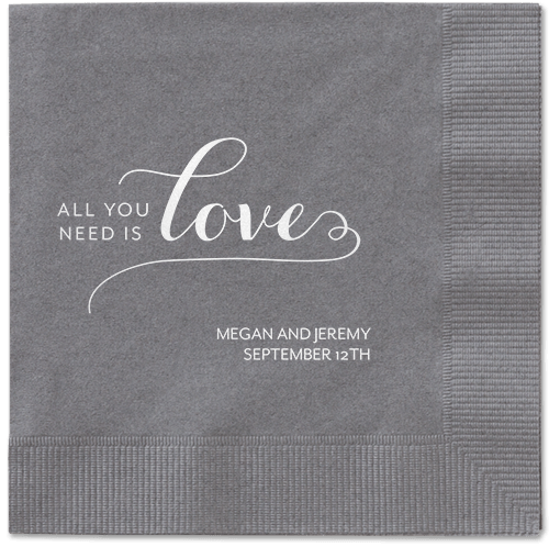 Lovely Feeling Napkins, White, Pewter