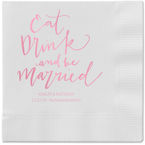 Married Festivity Napkins, Pink, White, Blush