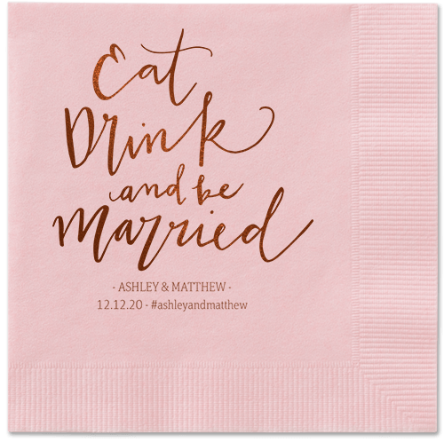 Married Festivity Napkins, Brown, Blush