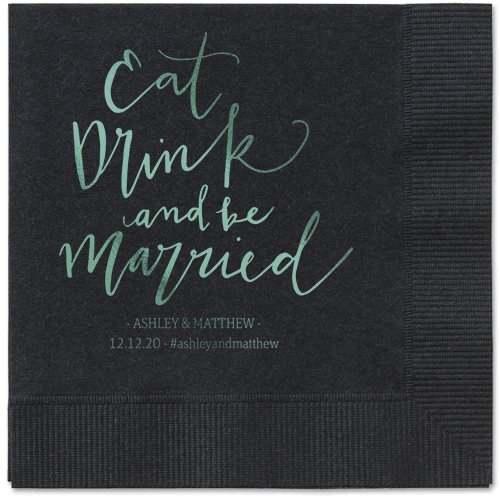 Married Festivity Napkins, Green, Black